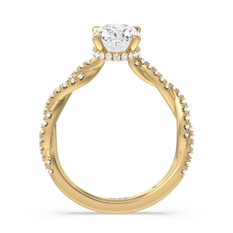 Twisted Shank Hidden Halo Engagement Ring