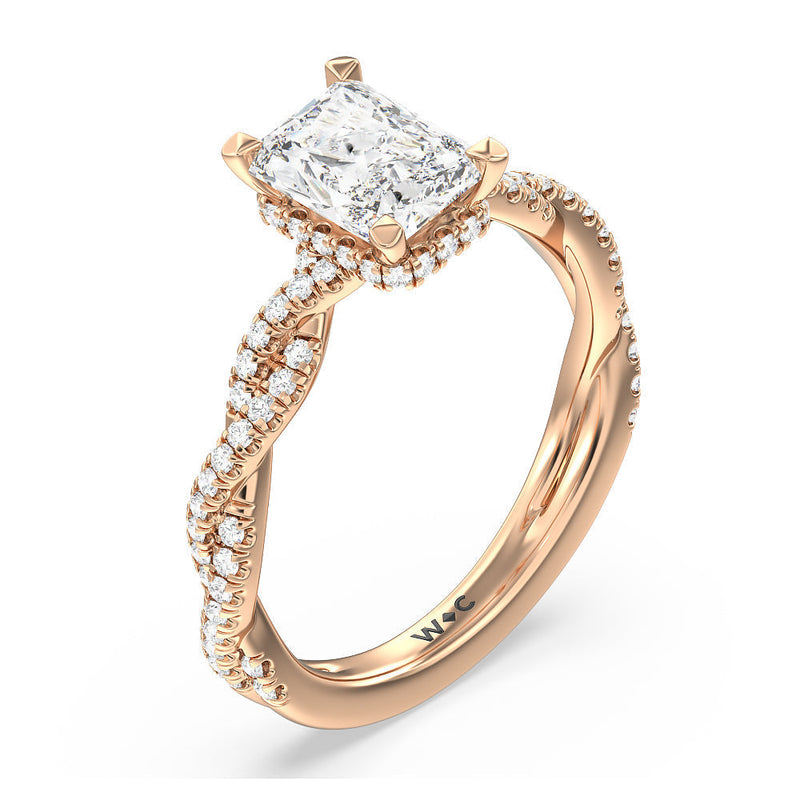 Twisted Shank Hidden Halo Engagement Ring