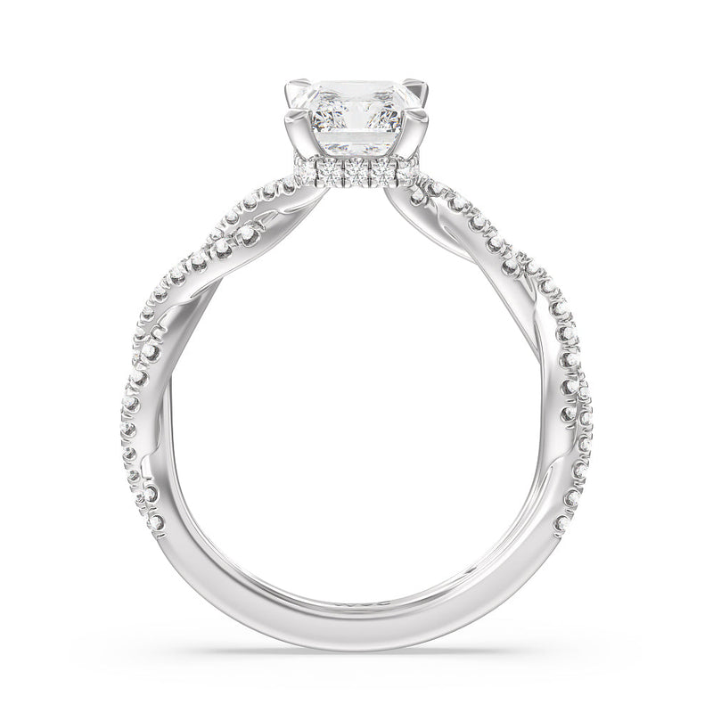 Twisted Shank Hidden Halo Engagement Ring