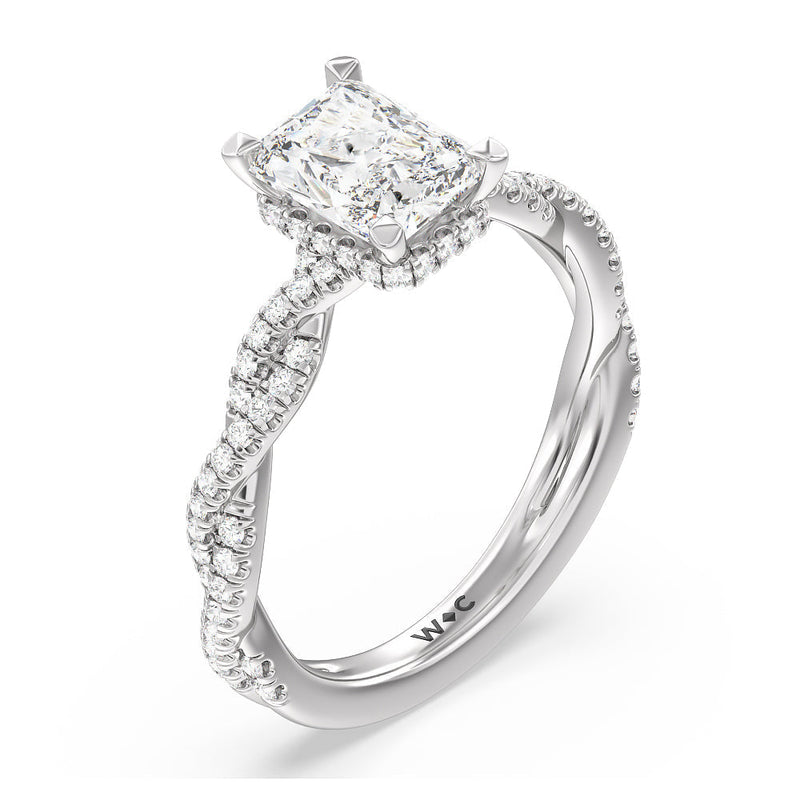 Twisted Shank Hidden Halo Engagement Ring