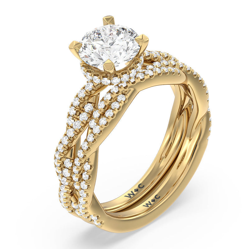 Twisted Shank Hidden Halo Engagement Ring