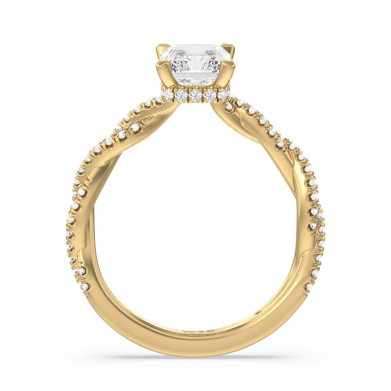 Twisted Shank Hidden Halo Engagement Ring