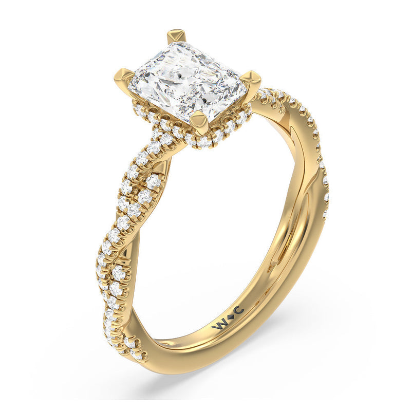 Twisted Shank Hidden Halo Engagement Ring
