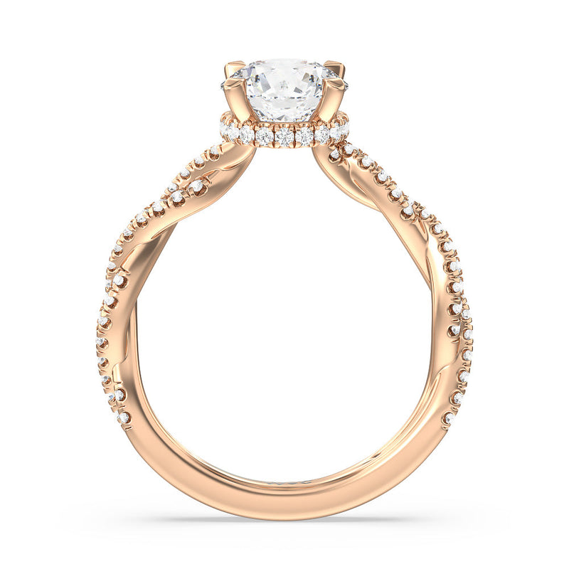 Twisted Shank Hidden Halo Engagement Ring