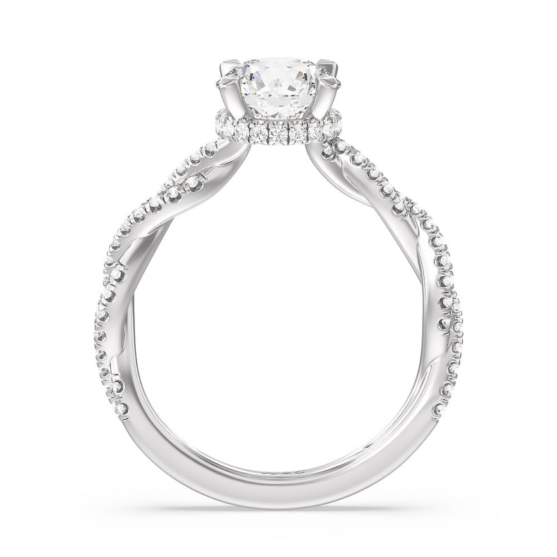 Twisted Shank Hidden Halo Engagement Ring