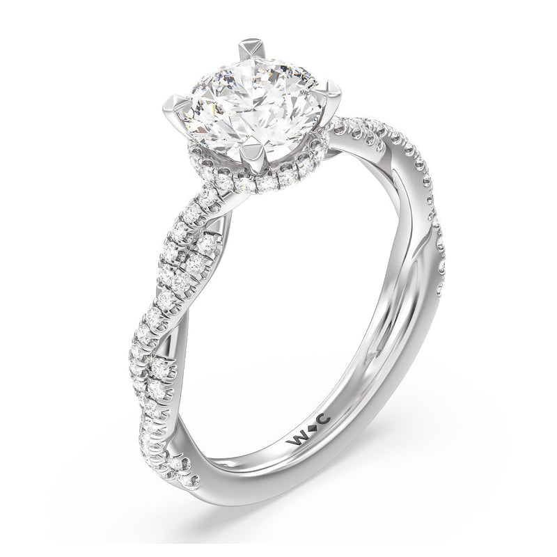 Twisted Shank Hidden Halo Engagement Ring