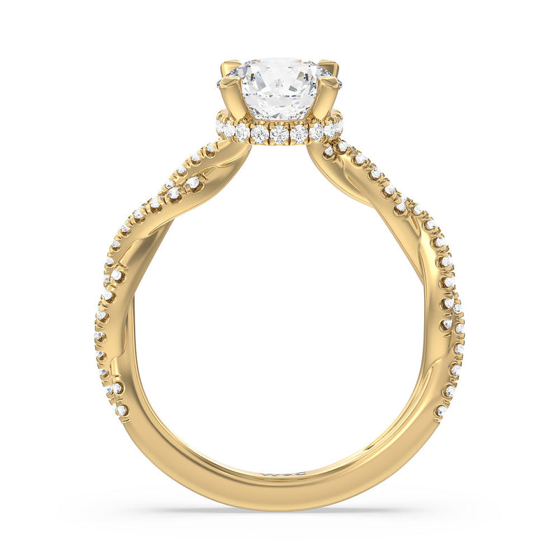 Twisted Shank Hidden Halo Engagement Ring