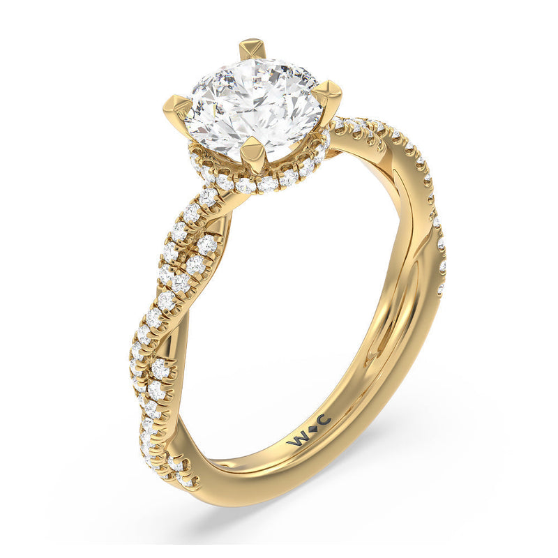 Twisted Shank Hidden Halo Engagement Ring