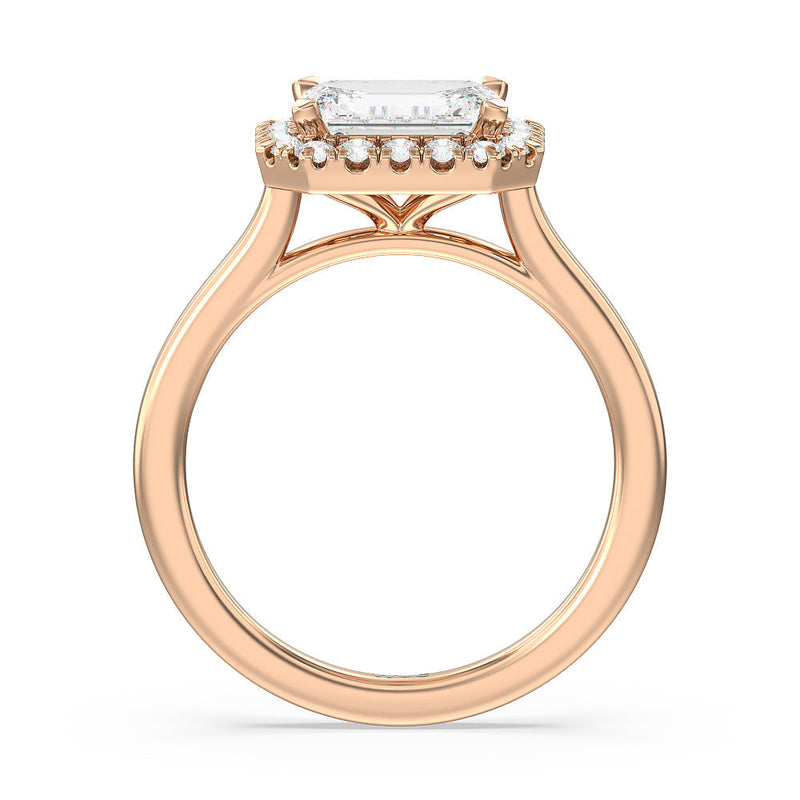 East West Halo Cathedral Engagement Ring