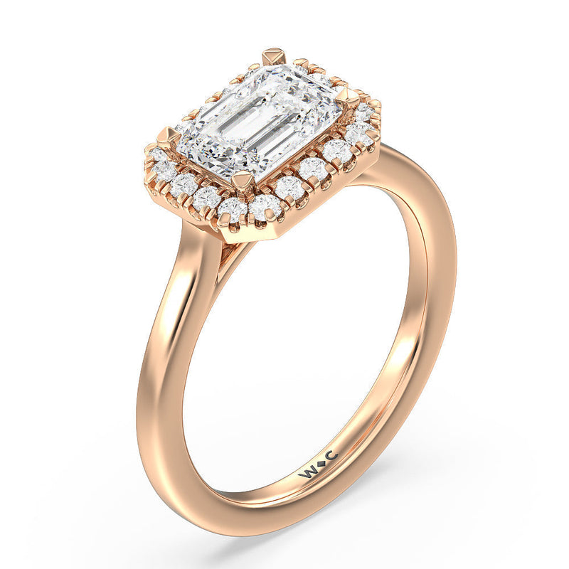 East West Halo Cathedral Engagement Ring
