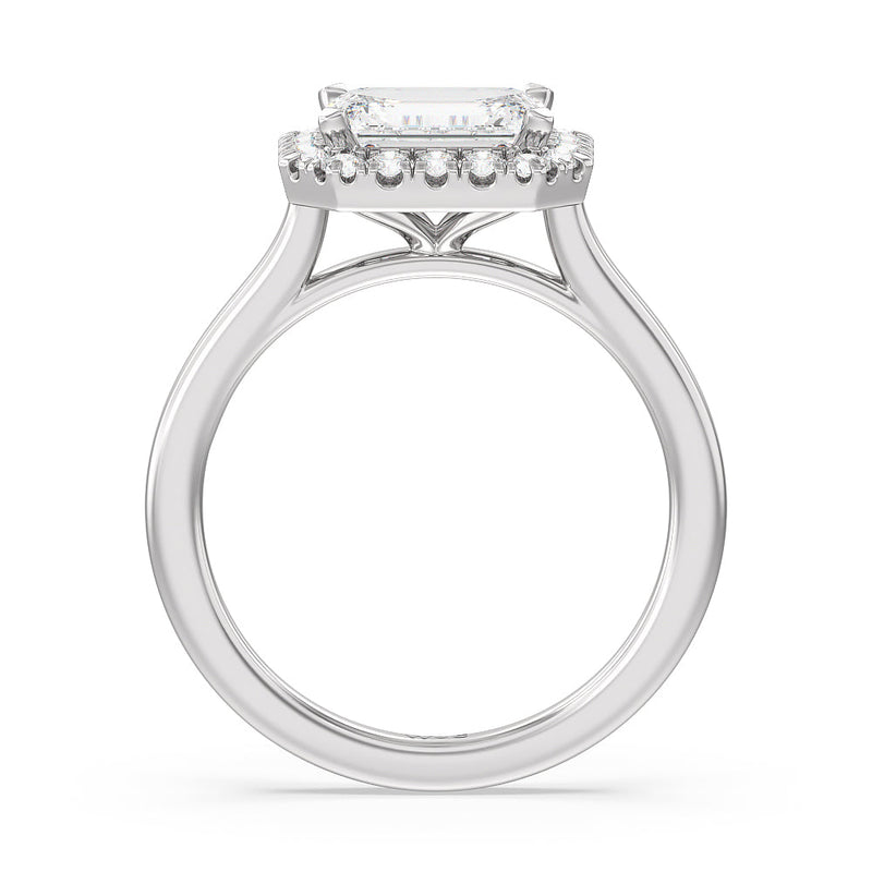 East West Halo Cathedral Engagement Ring