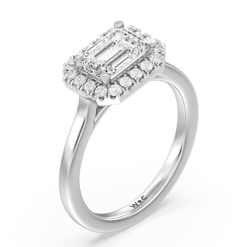 East West Halo Cathedral Engagement Ring