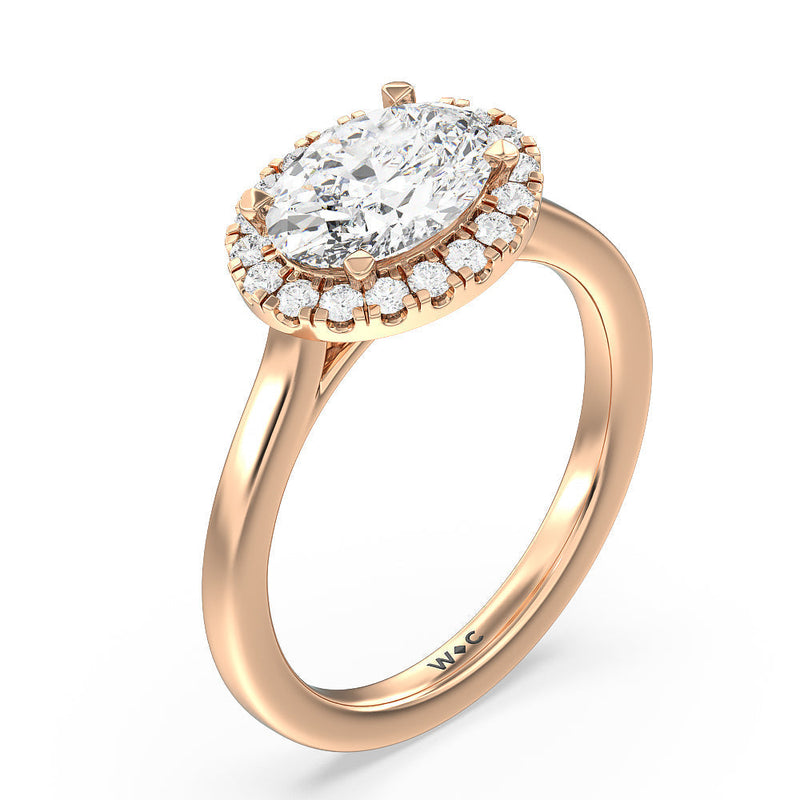 East West Halo Cathedral Engagement Ring