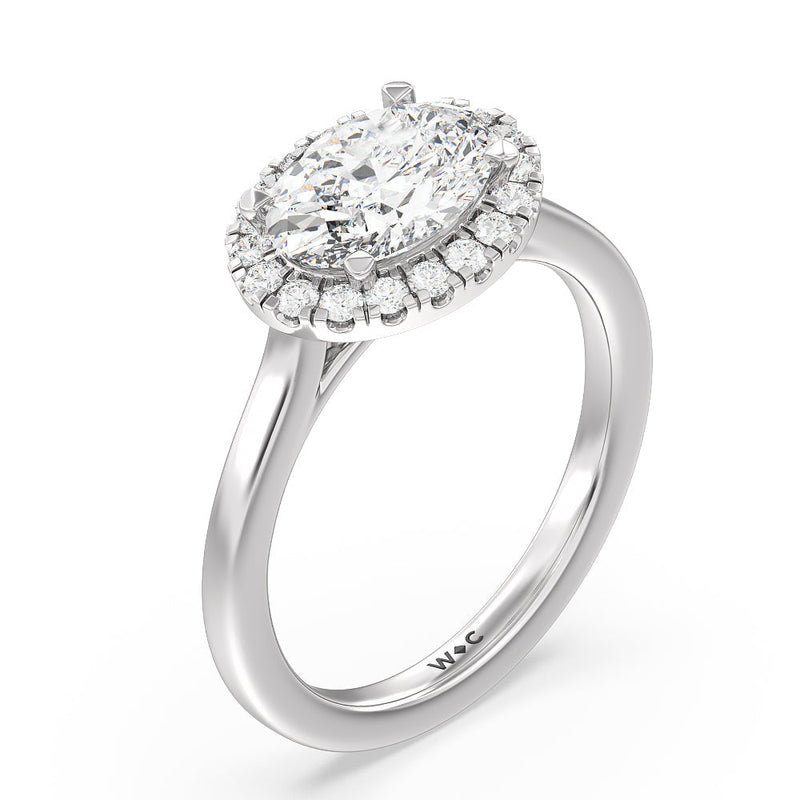 East West Halo Cathedral Engagement Ring