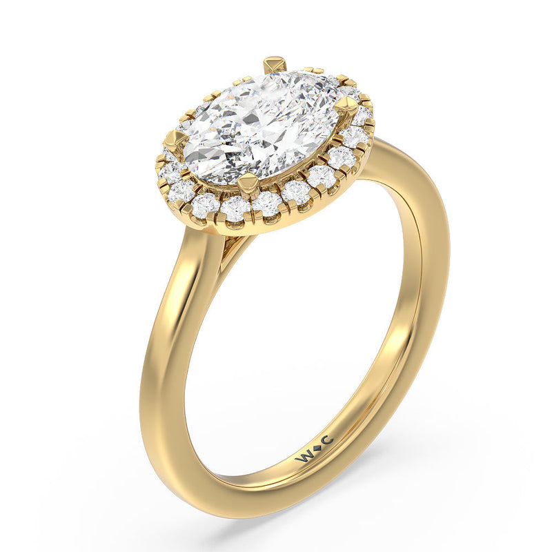 East West Halo Cathedral Engagement Ring