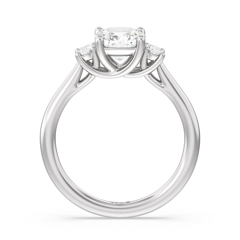 Classic Oval Side Stone In Trellis Basket Engagement Ring