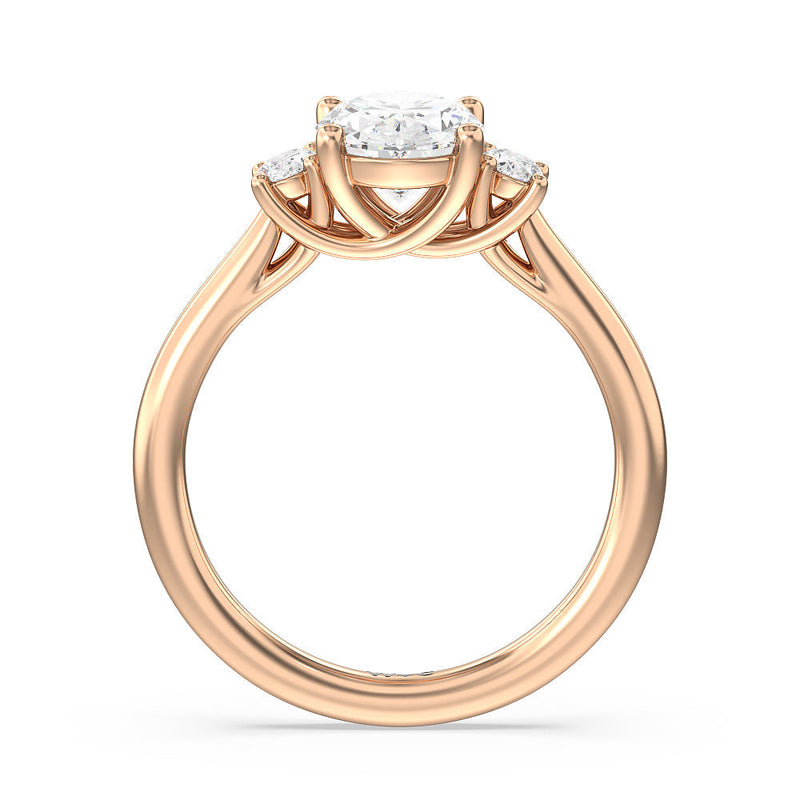 Classic Oval Side Stone In Trellis Basket Engagement Ring