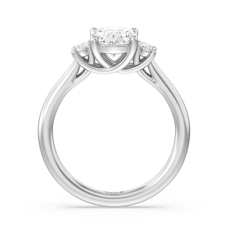 Classic Oval Side Stone In Trellis Basket Engagement Ring