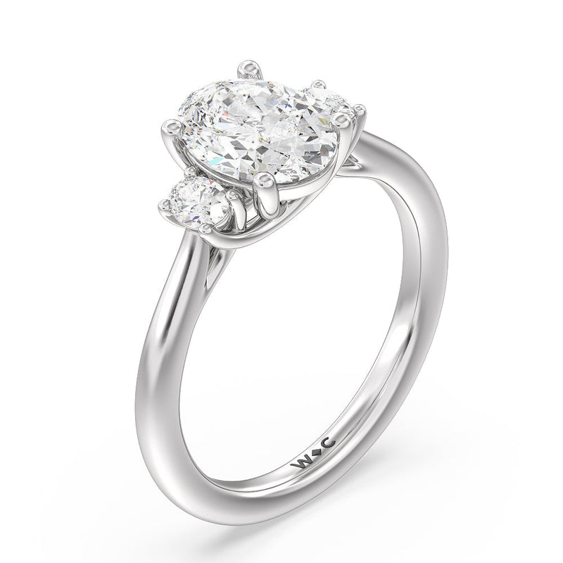 Classic Oval Side Stone In Trellis Basket Engagement Ring