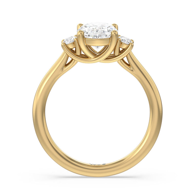 Classic Oval Side Stone In Trellis Basket Engagement Ring