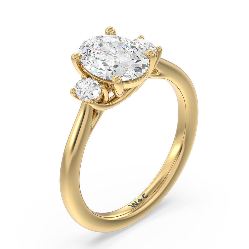 Classic Oval Side Stone In Trellis Basket Engagement Ring