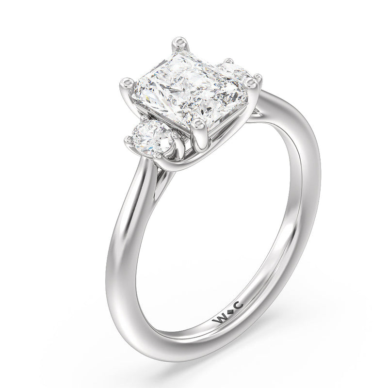 Classic Oval Side Stone In Trellis Basket Engagement Ring