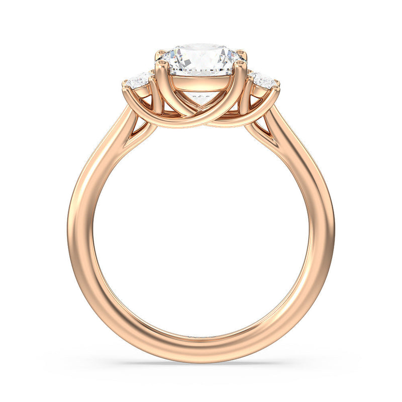 Classic Oval Side Stone In Trellis Basket Engagement Ring