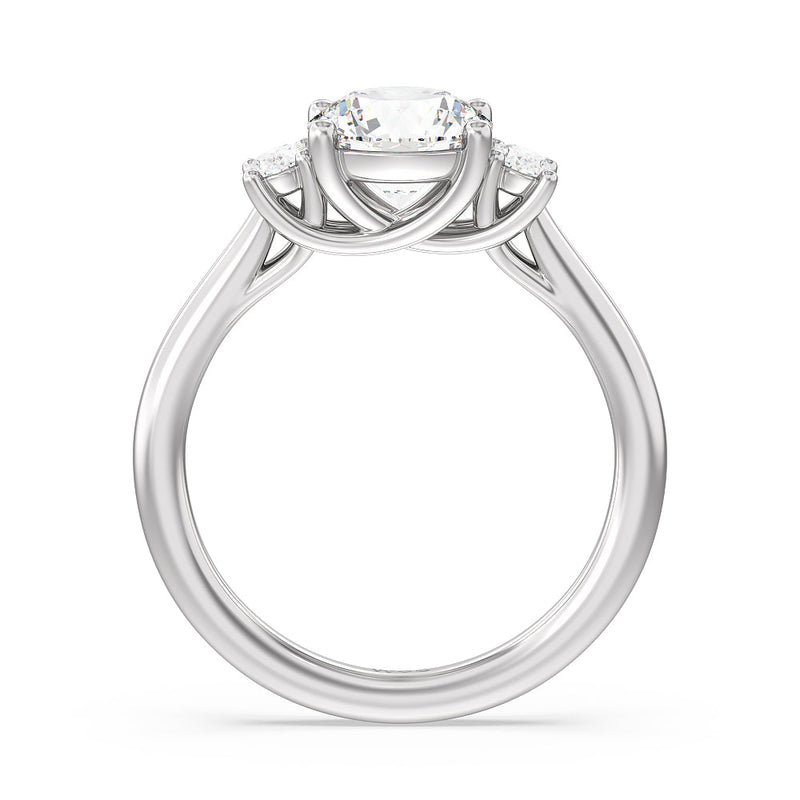Classic Oval Side Stone In Trellis Basket Engagement Ring