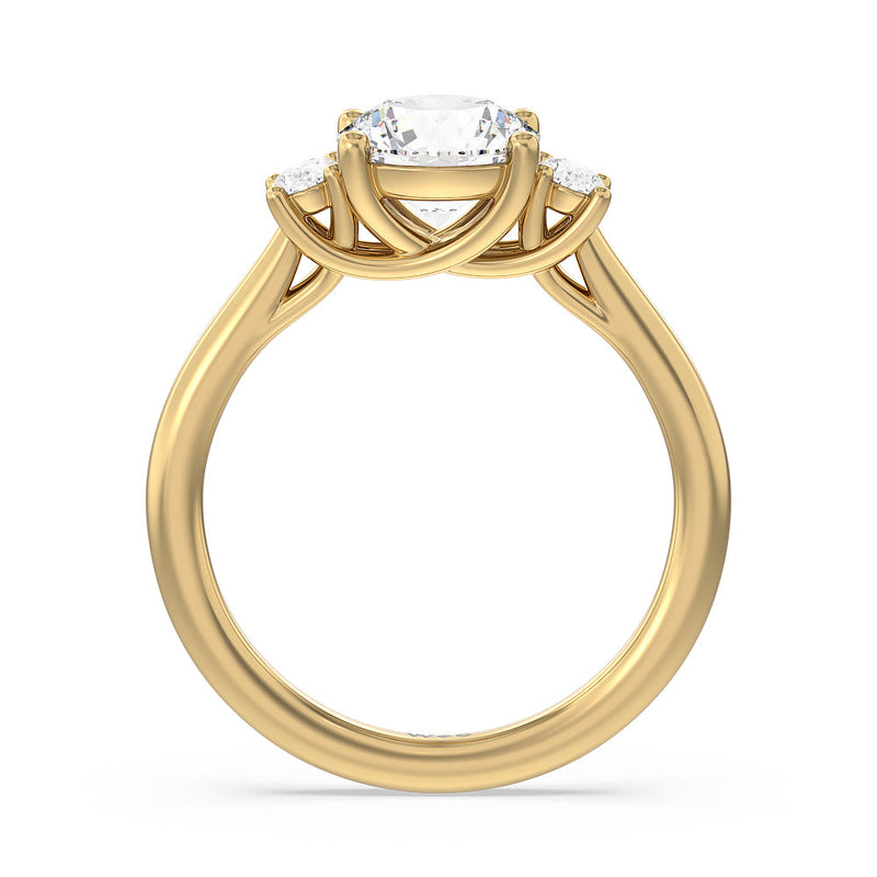 Classic Oval Side Stone In Trellis Basket Engagement Ring