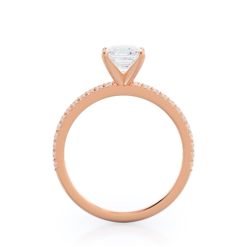 French Cut Pave Diamond Engagement Ring