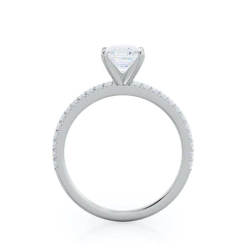 French Cut Pave Diamond Engagement Ring