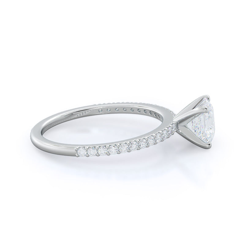 French Cut Pave Diamond Engagement Ring