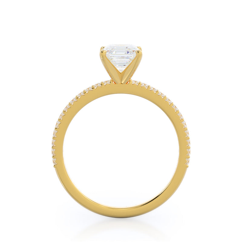 French Cut Pave Diamond Engagement Ring