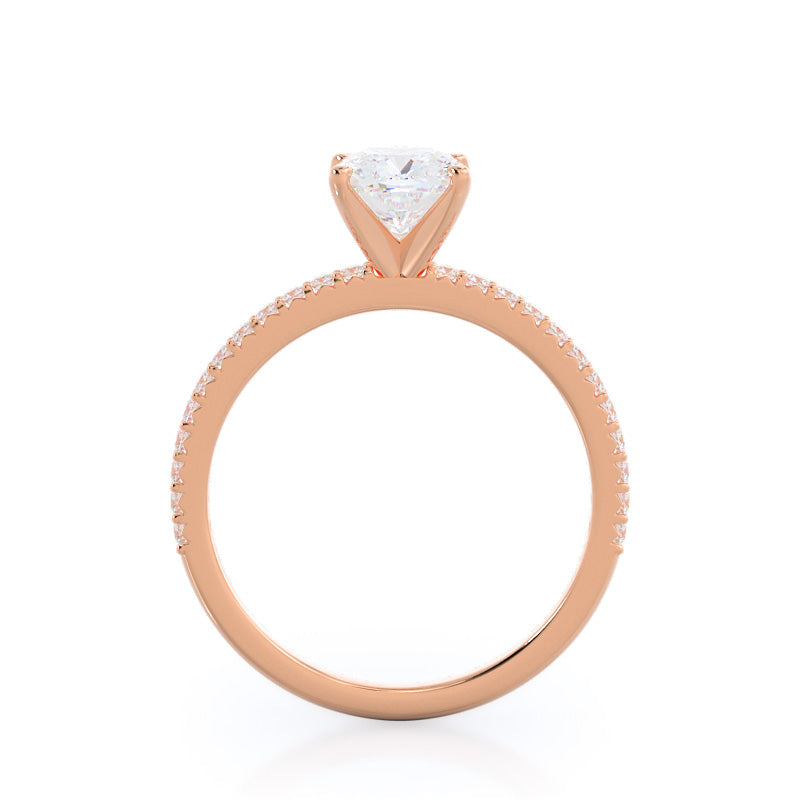 French Cut Pave Diamond Engagement Ring
