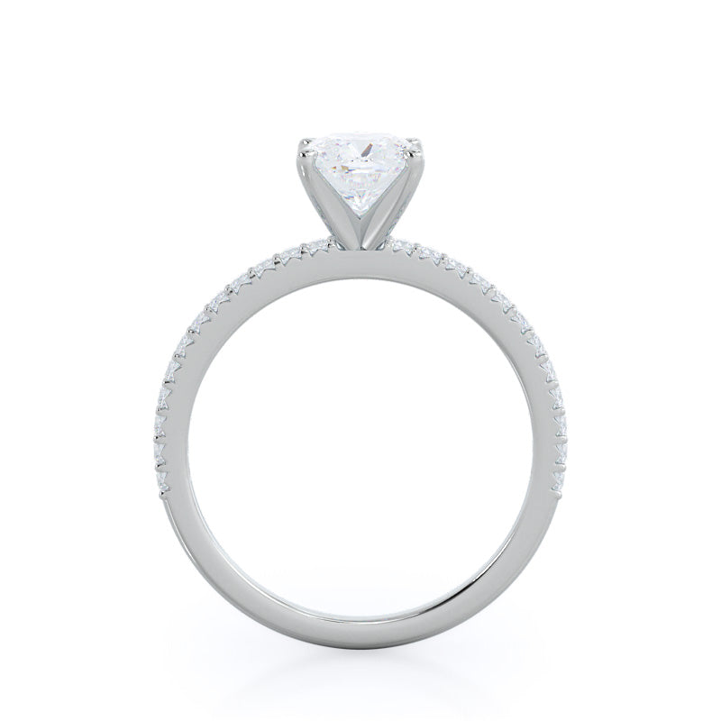 French Cut Pave Diamond Engagement Ring