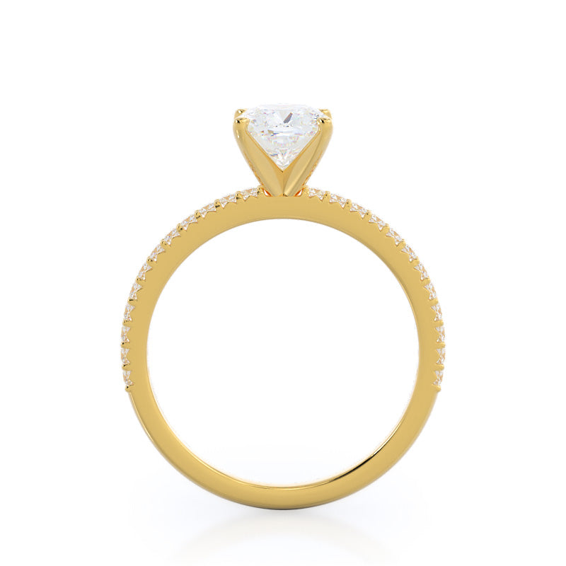 French Cut Pave Diamond Engagement Ring