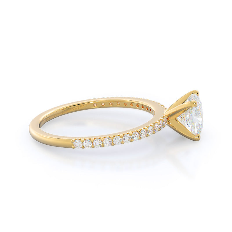 French Cut Pave Diamond Engagement Ring