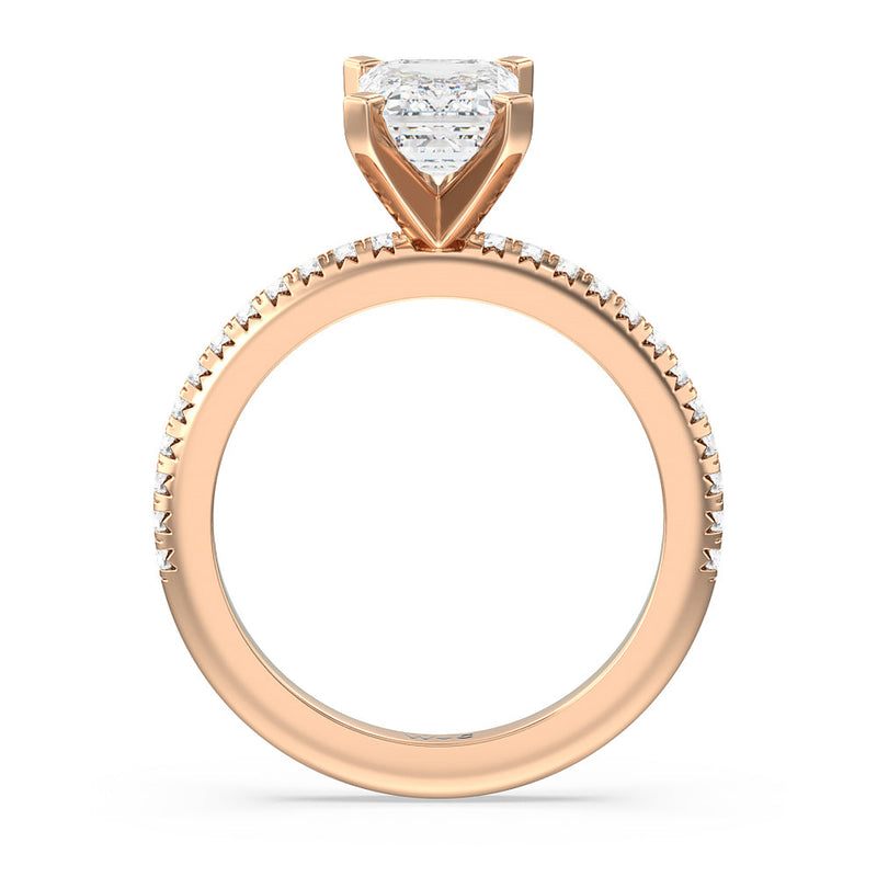 French Cut Pave Diamond Engagement Ring