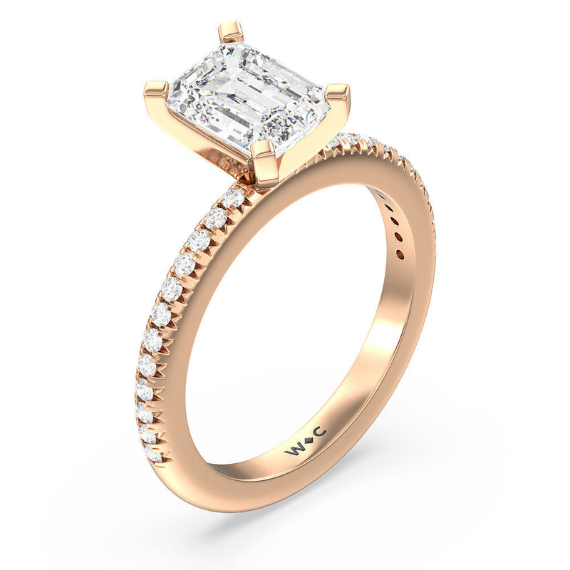 French Cut Pave Diamond Engagement Ring