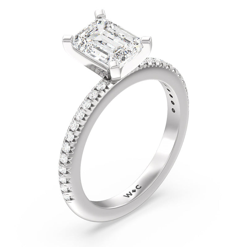 French Cut Pave Diamond Engagement Ring