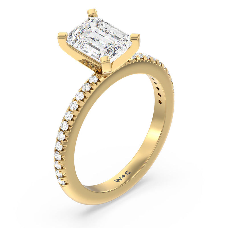 French Cut Pave Diamond Engagement Ring