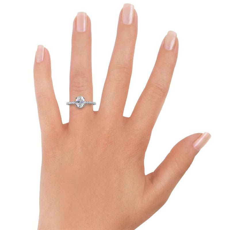 French Cut Pave Diamond Engagement Ring
