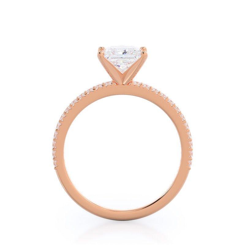 French Cut Pave Diamond Engagement Ring