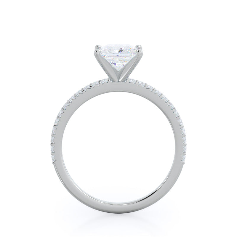 French Cut Pave Diamond Engagement Ring