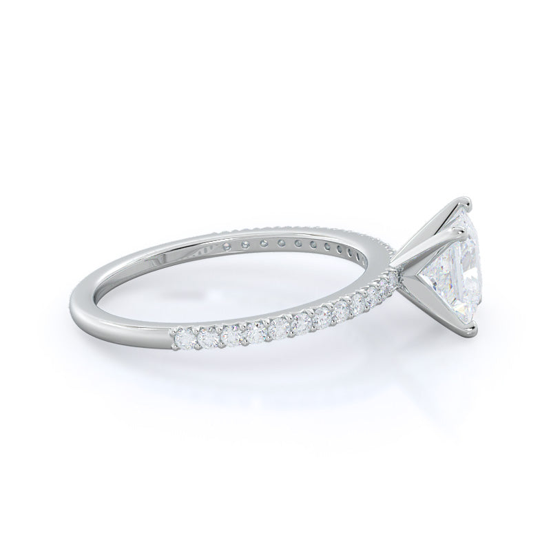 French Cut Pave Diamond Engagement Ring