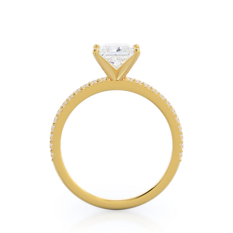 French Cut Pave Diamond Engagement Ring