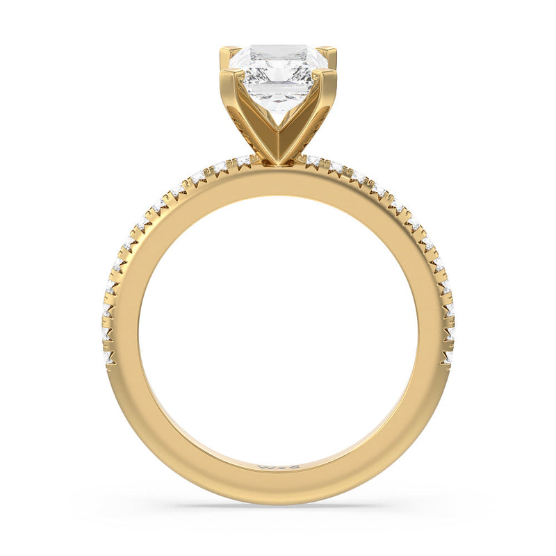 French Cut Pave Diamond Engagement Ring