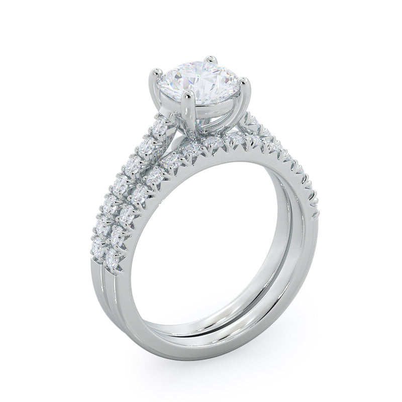 French Cut Pave Diamond Engagement Ring