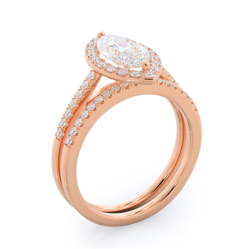 Cathedral Pave Halo Engagement Ring