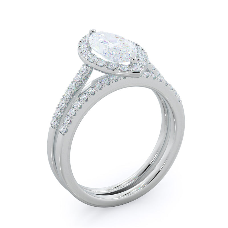 Cathedral Pave Halo Engagement Ring